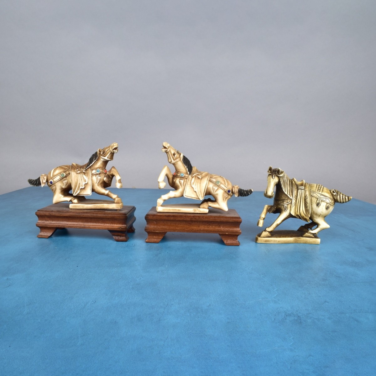 Chinese Carved Tang Style Horse Figurines