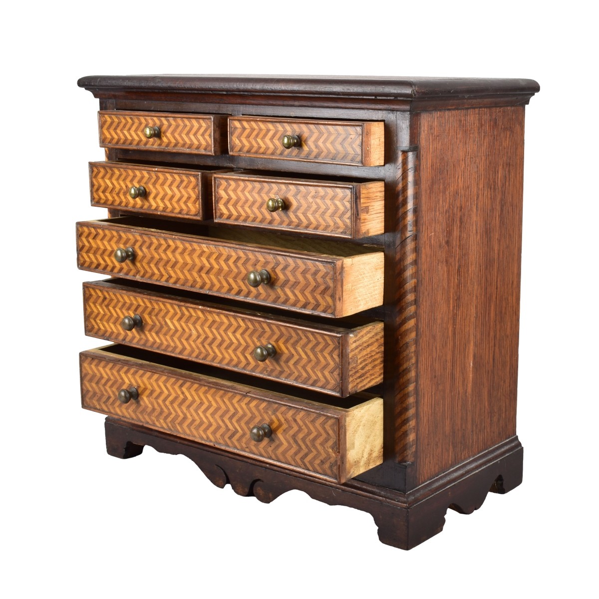 Antique English Marquetry Inlaid Chest of Drawers