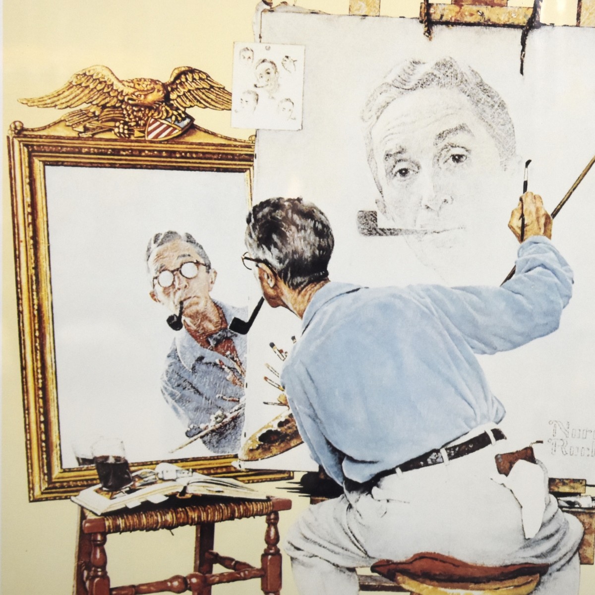 After: Norman Rockwell (1894-1978) Triple Portrait