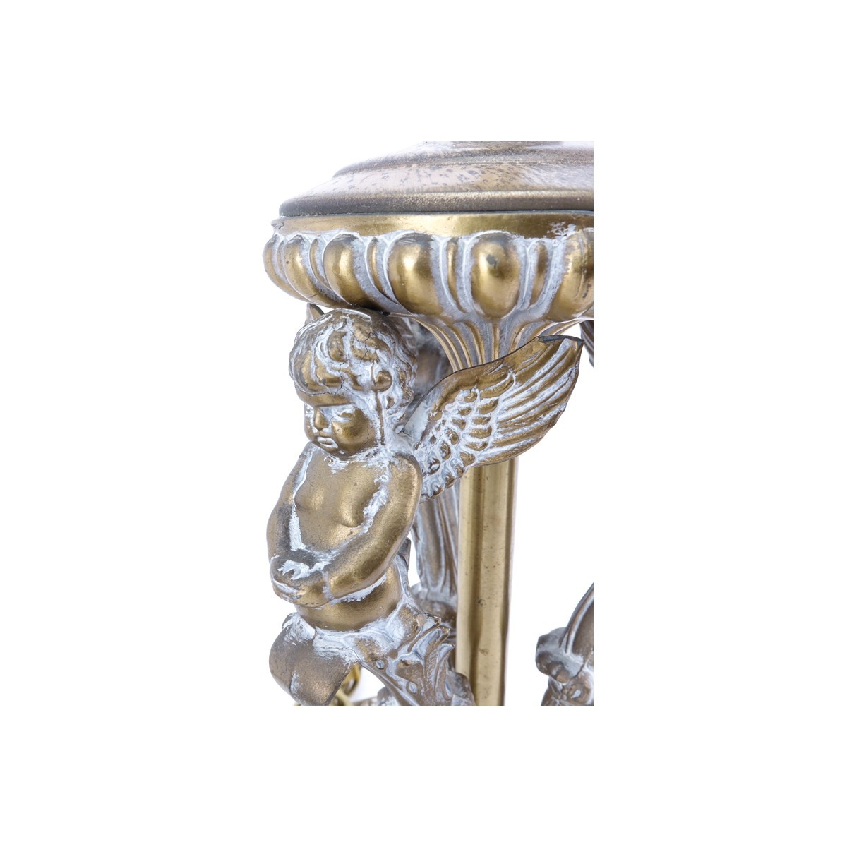 Pr Bronze Figural Cherub Lamps