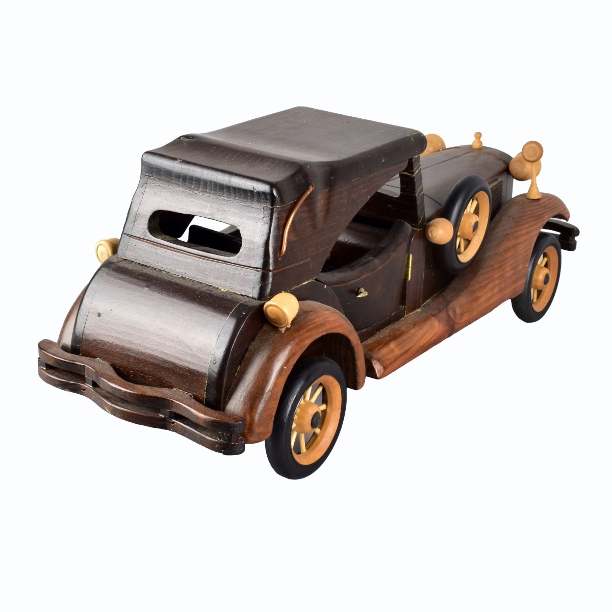 Vintage Wooden Model of a Classic Car