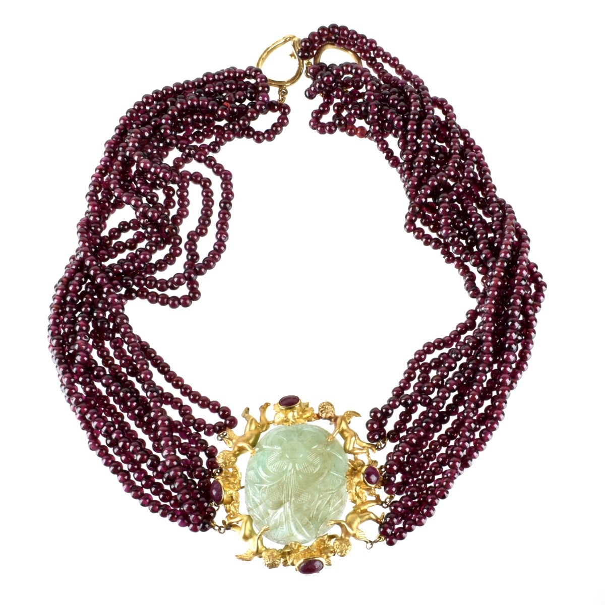 Emerald, Ruby and 18K Necklace