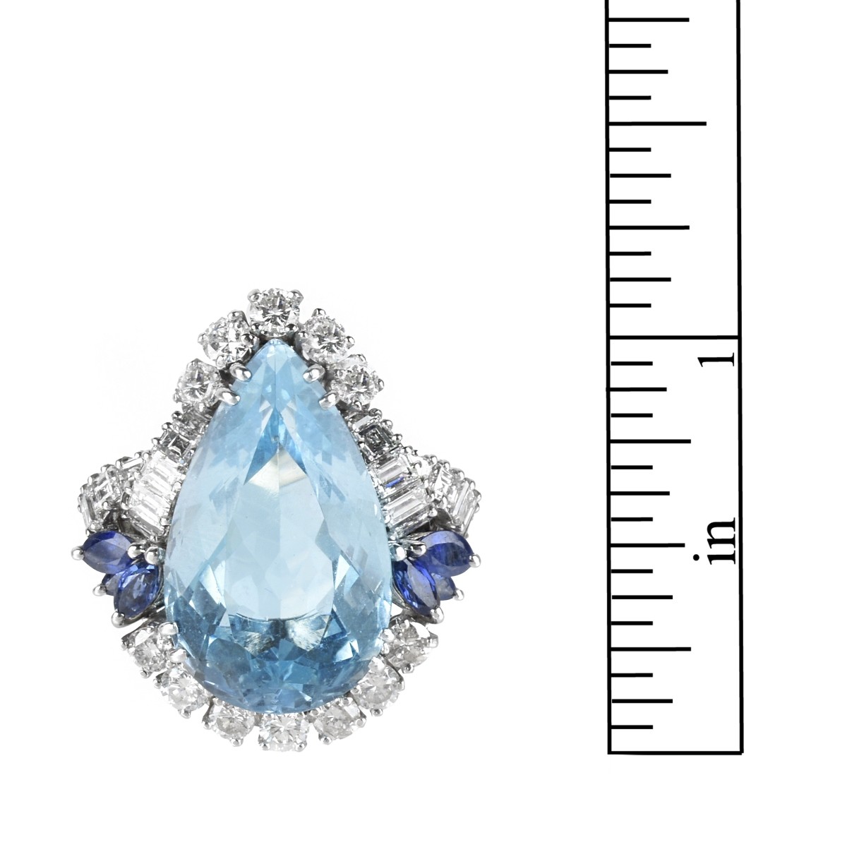 Aquamarine, Diamond and Sapphire Ring