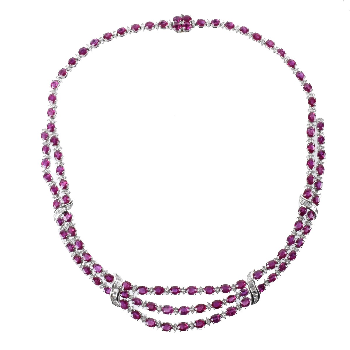 Ruby, Diamond and 18K Necklace