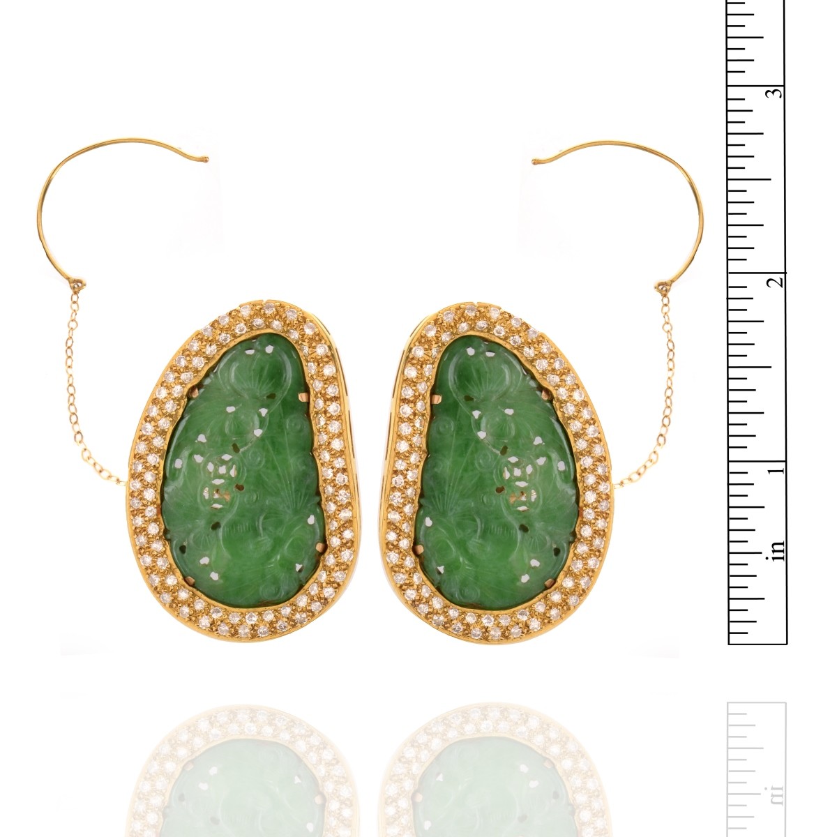 Jadeite, Diamond and 18K Earrings