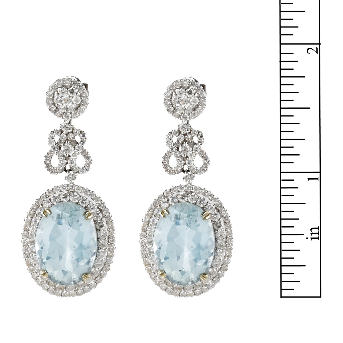 Aquamarine, Diamond and 18K Earrings