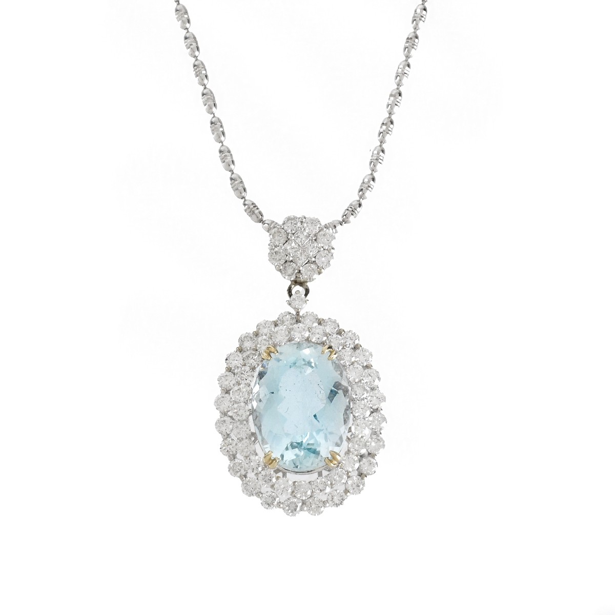 Aquamarine, Diamond and 18K Pendant