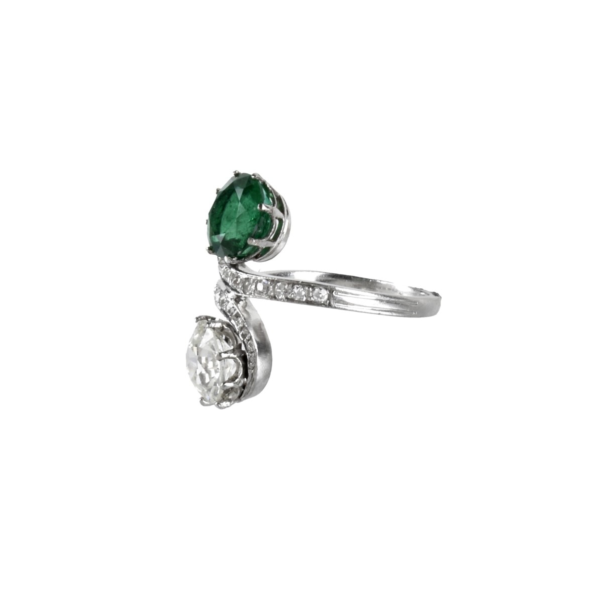 GIA Diamond, Emerald and Platinum Ring