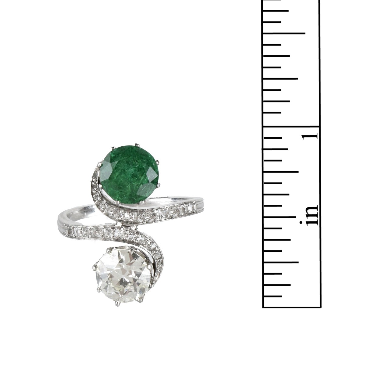 GIA Diamond, Emerald and Platinum Ring