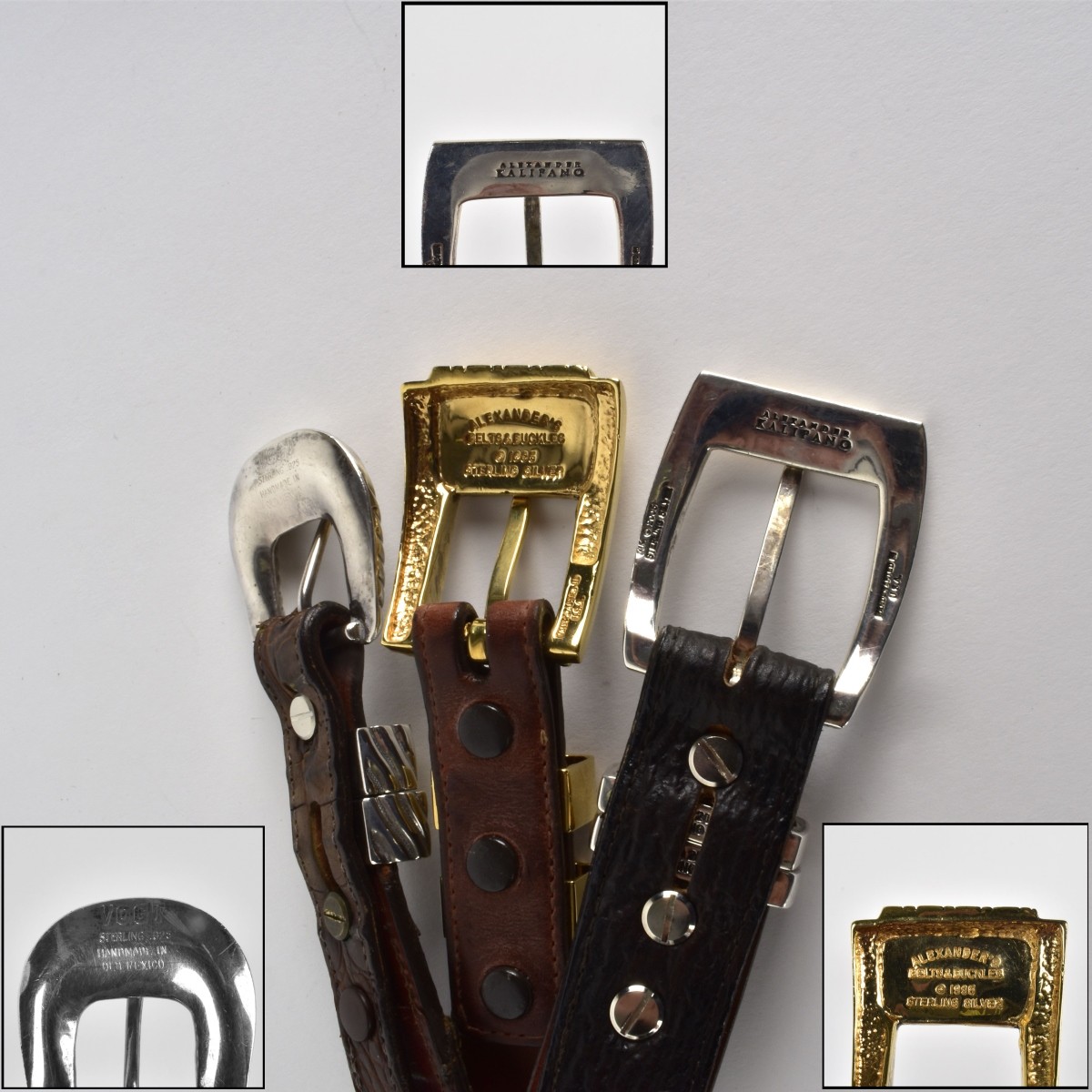 Signed Sterling Buckles and Belt Collection