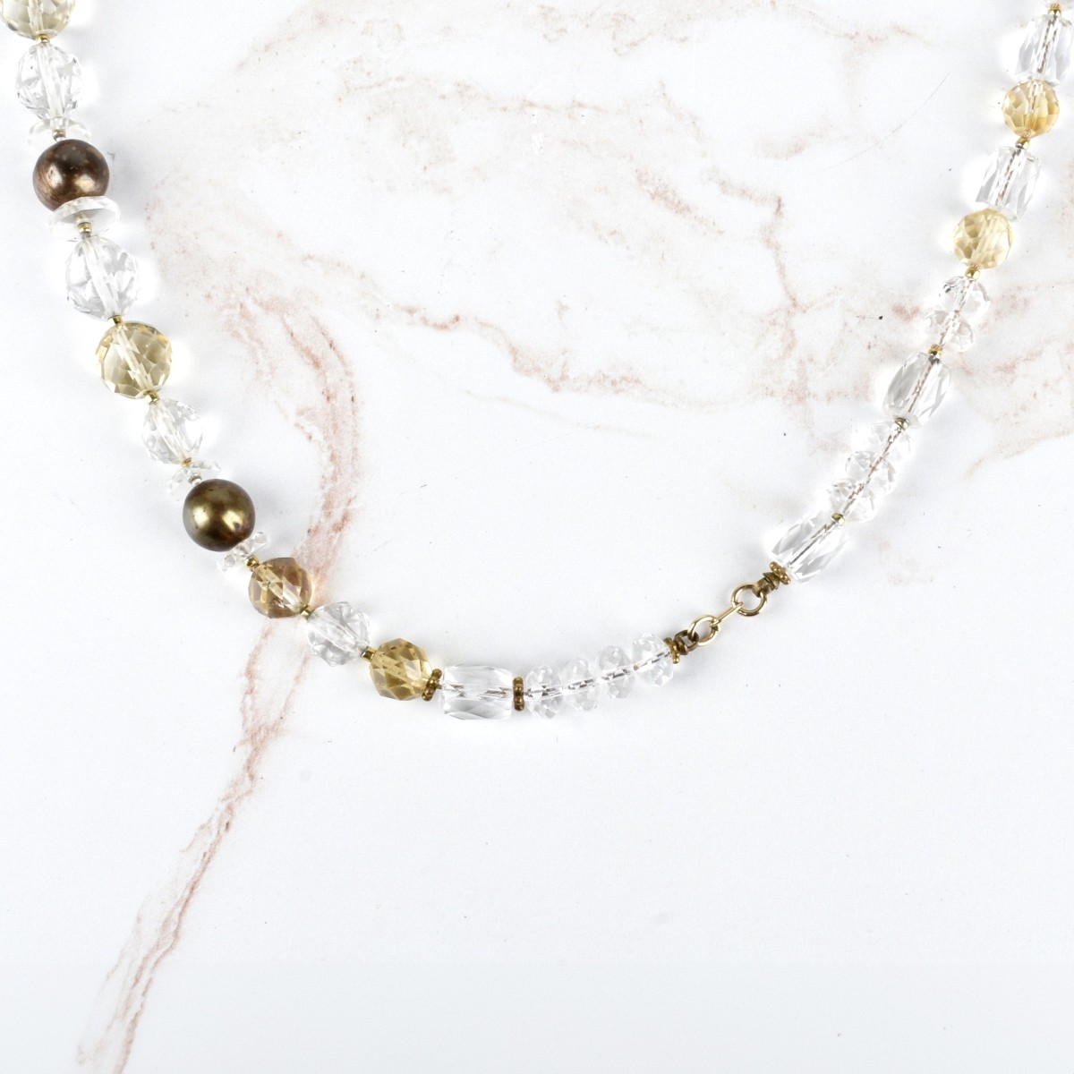 Crystal, Pearl and 14K Necklace
