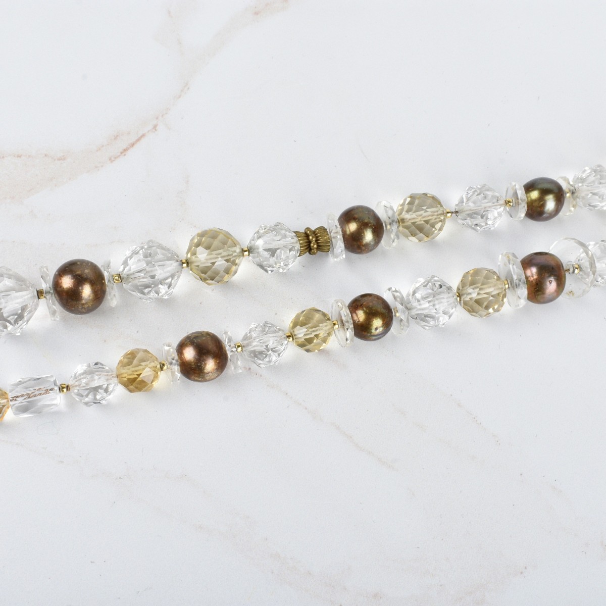 Crystal, Pearl and 14K Necklace