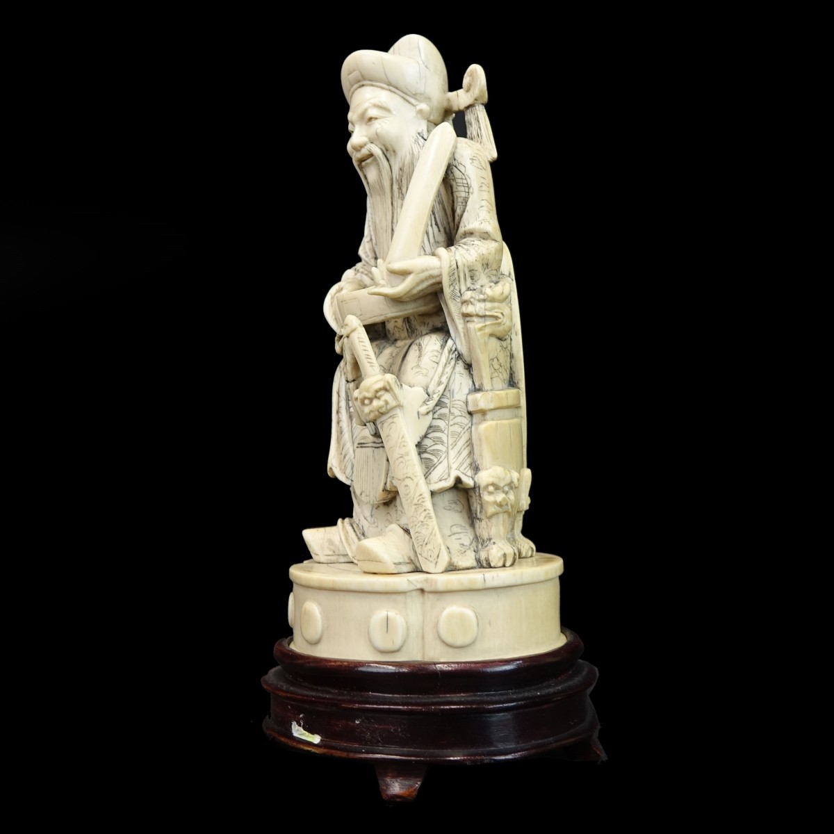 Antique Chinese Carved Seated Wiseman