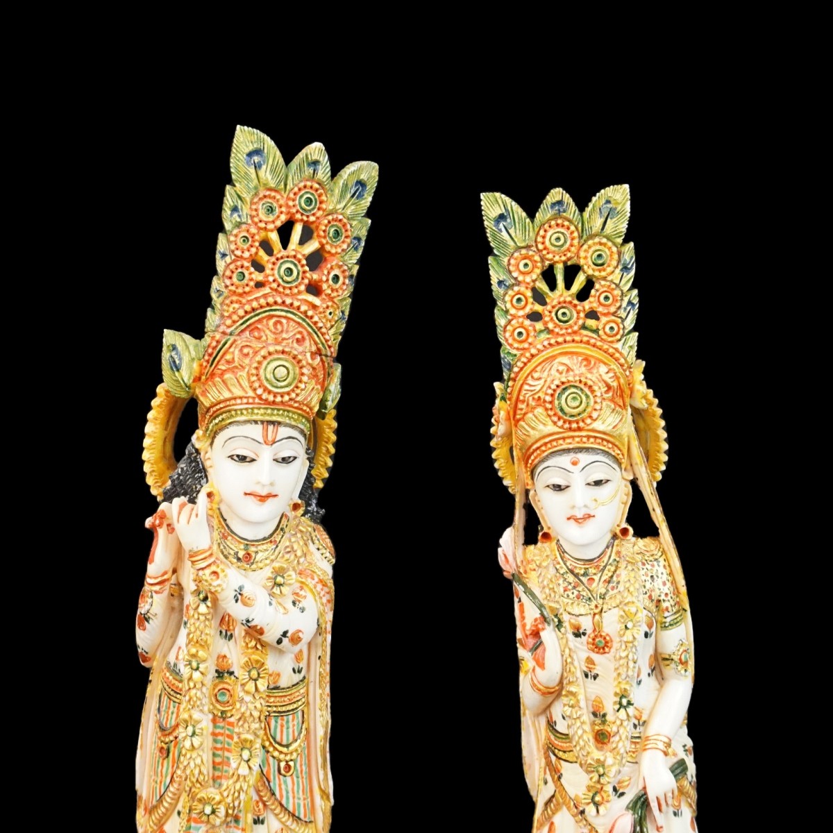 Pair Antique Indian Polychrome Figurines
