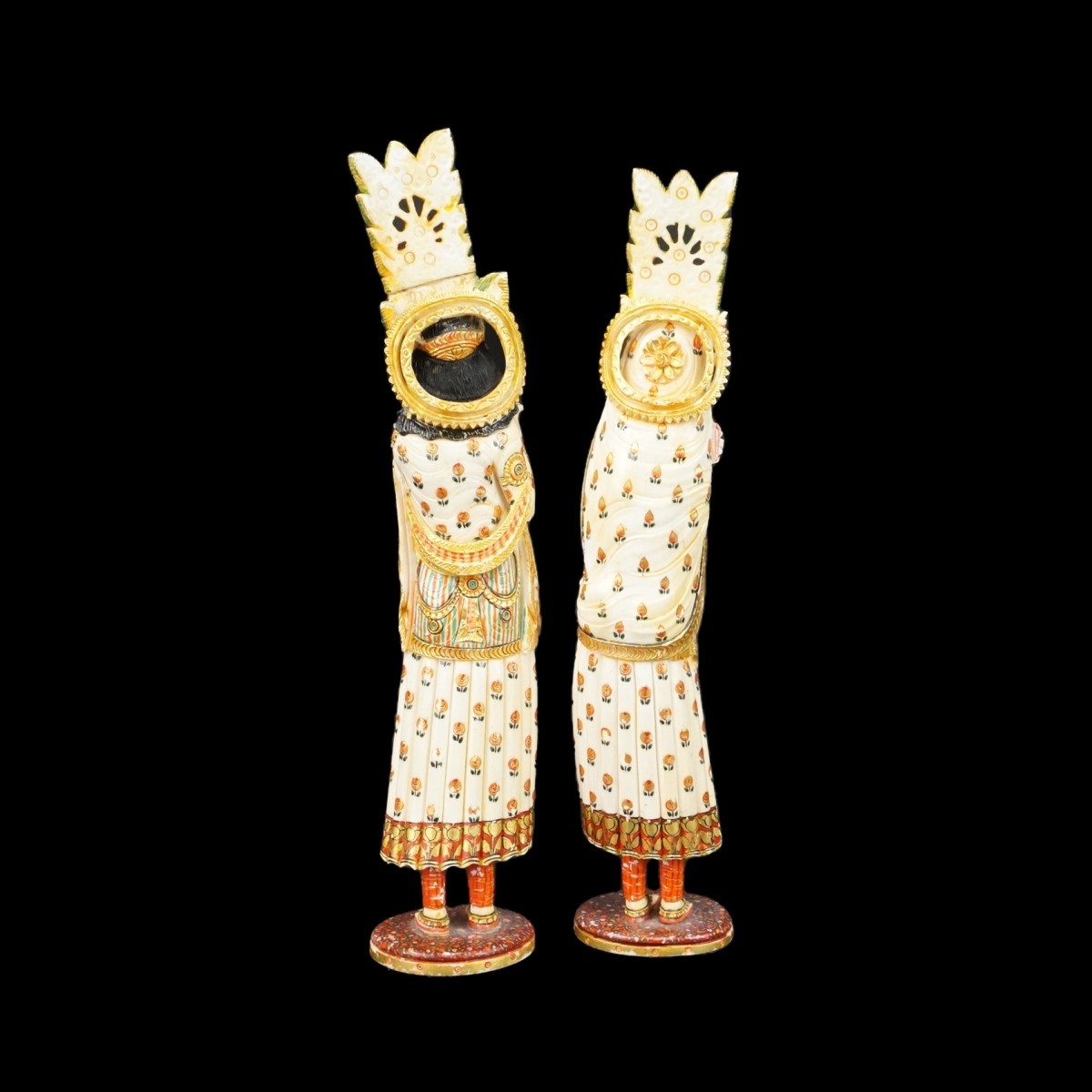 Pair Antique Indian Polychrome Figurines