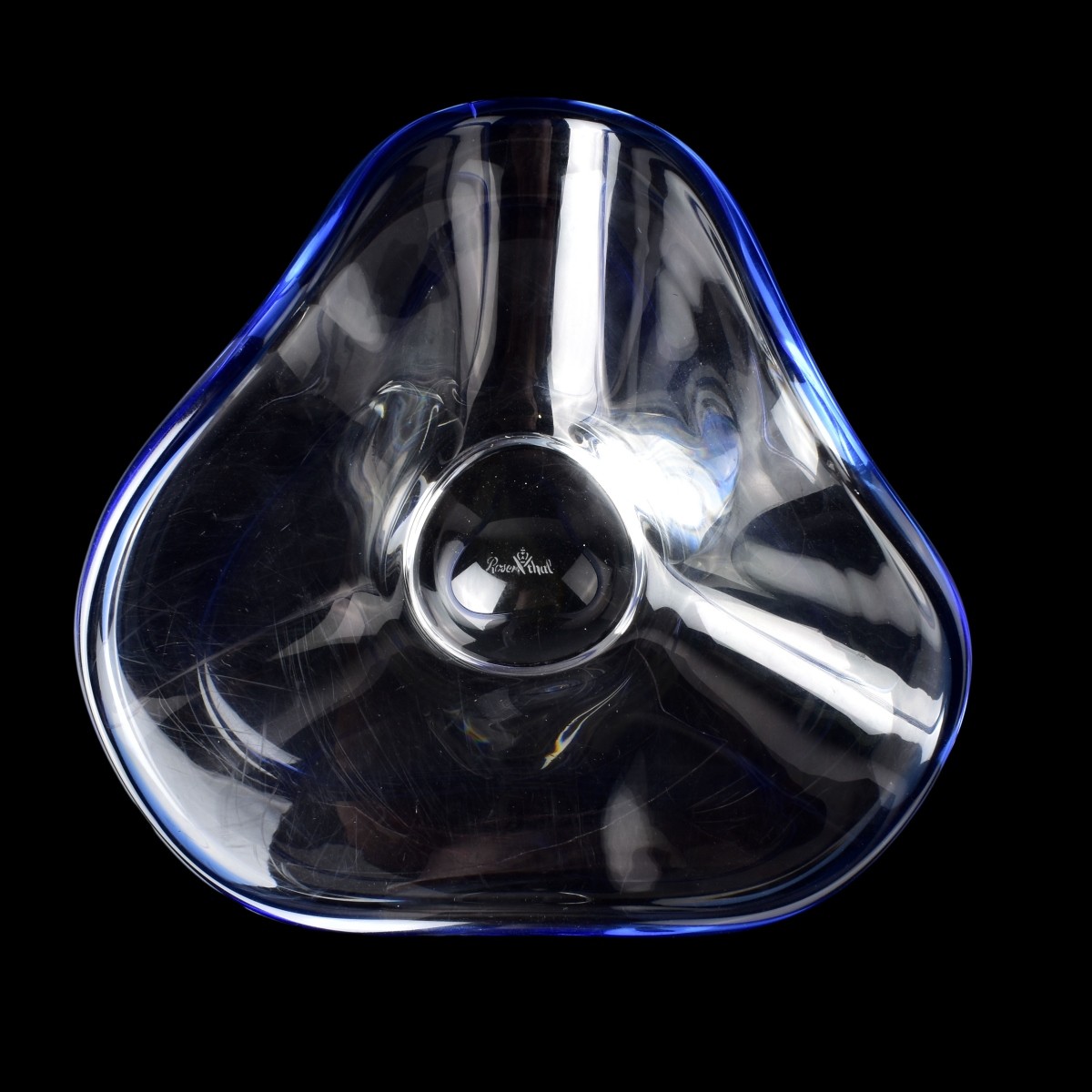 Rosenthal Clear Centerpiece Bowl with Blue Trim
