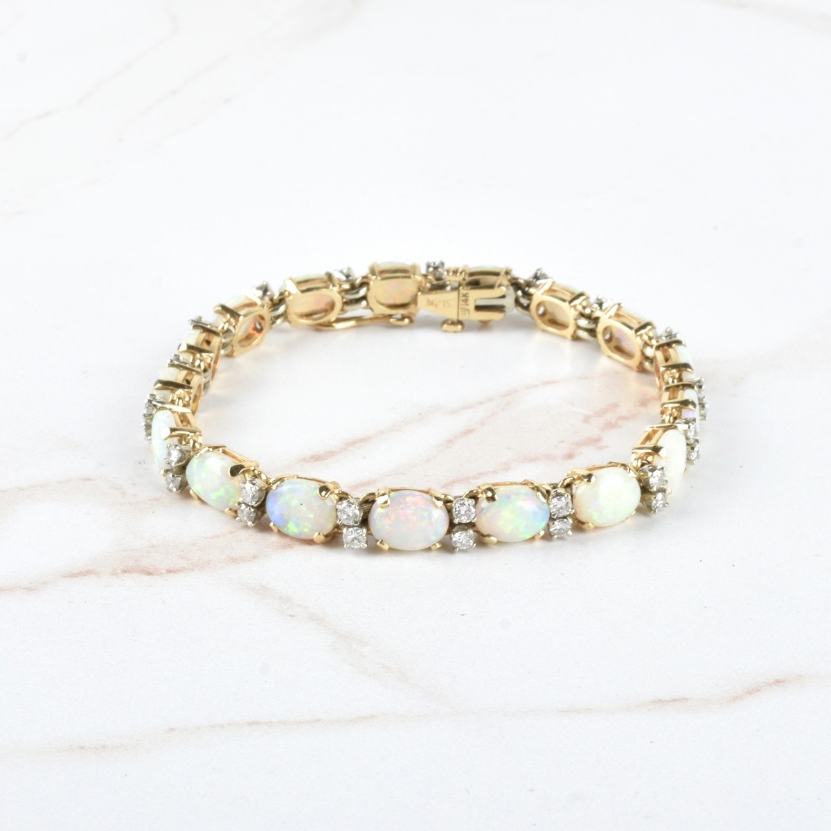 Opal, Diamond and 14K Bracelet