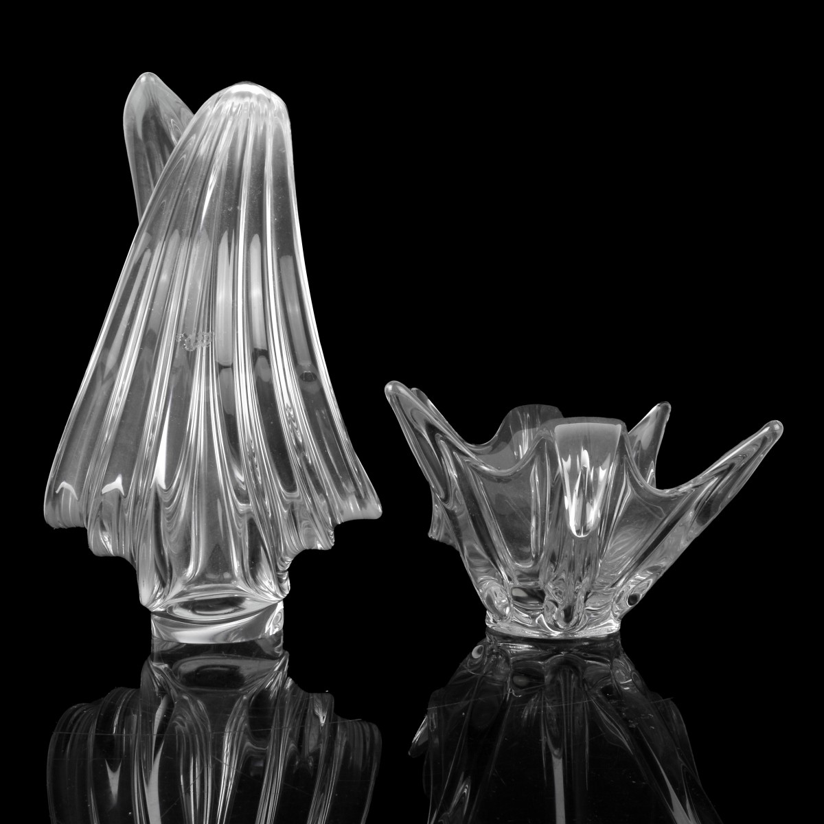 Two Vintage French Art Glass Sculptures