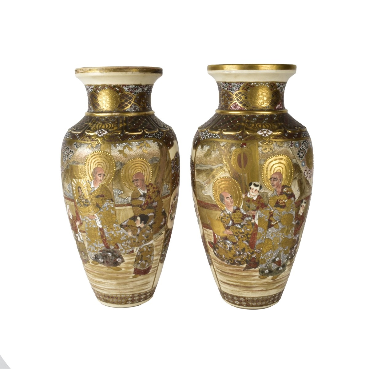 Pair of 19th C. Japanese Satsuma Vases