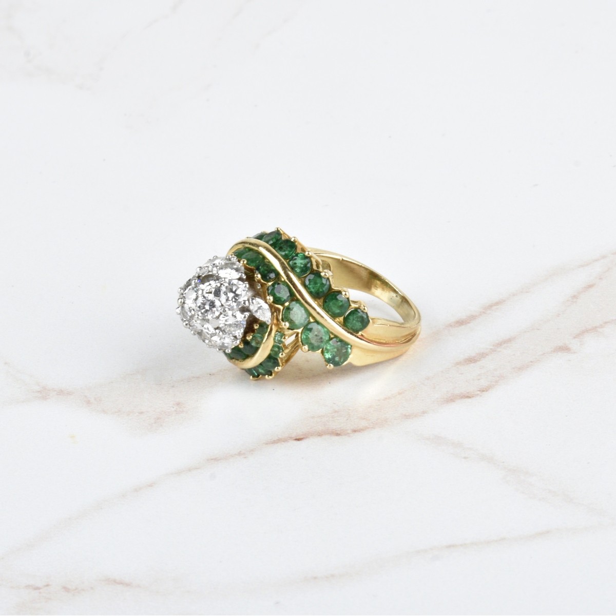 Diamond, Emerald and 18K Ring