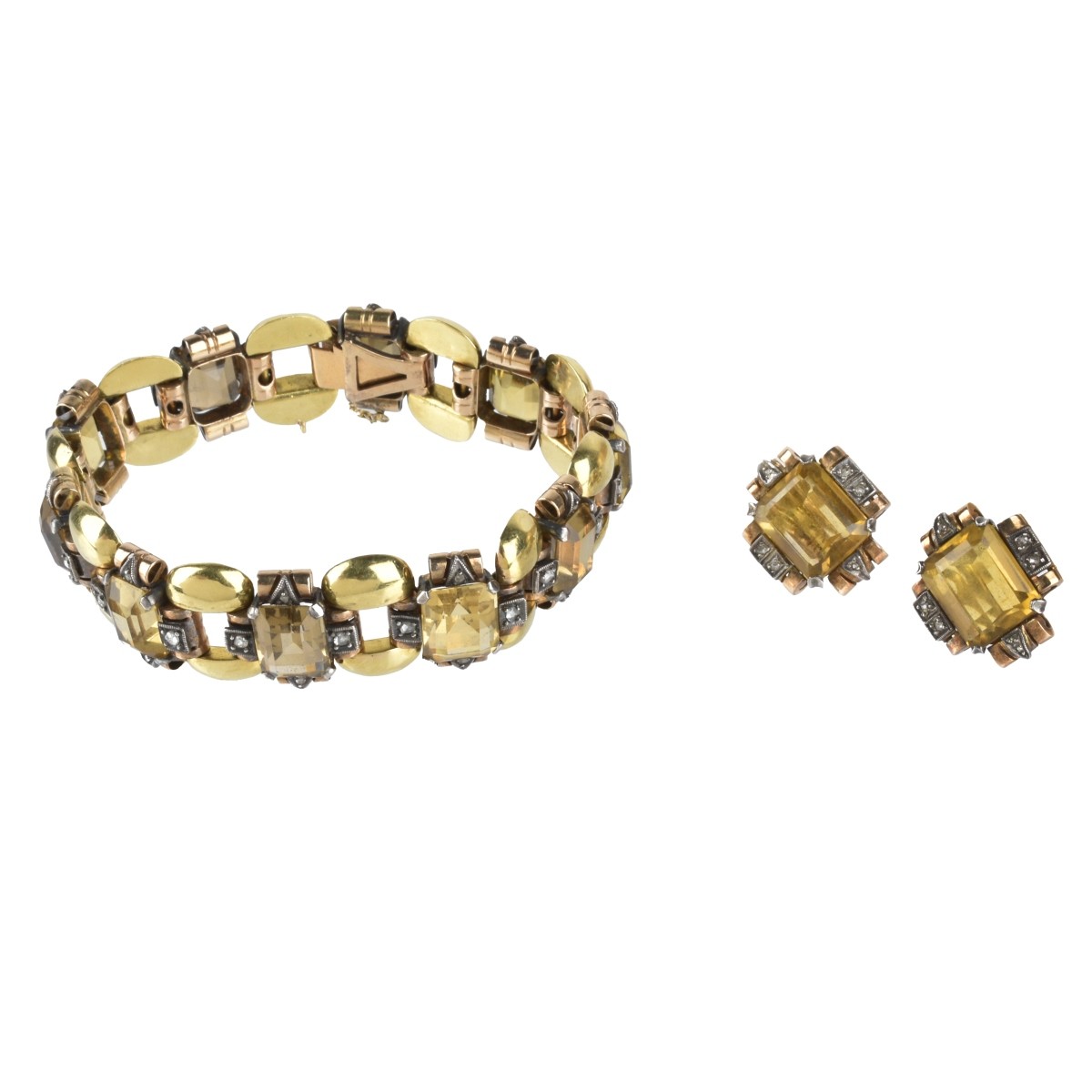 Citrine Diamond and Gold Jewelry