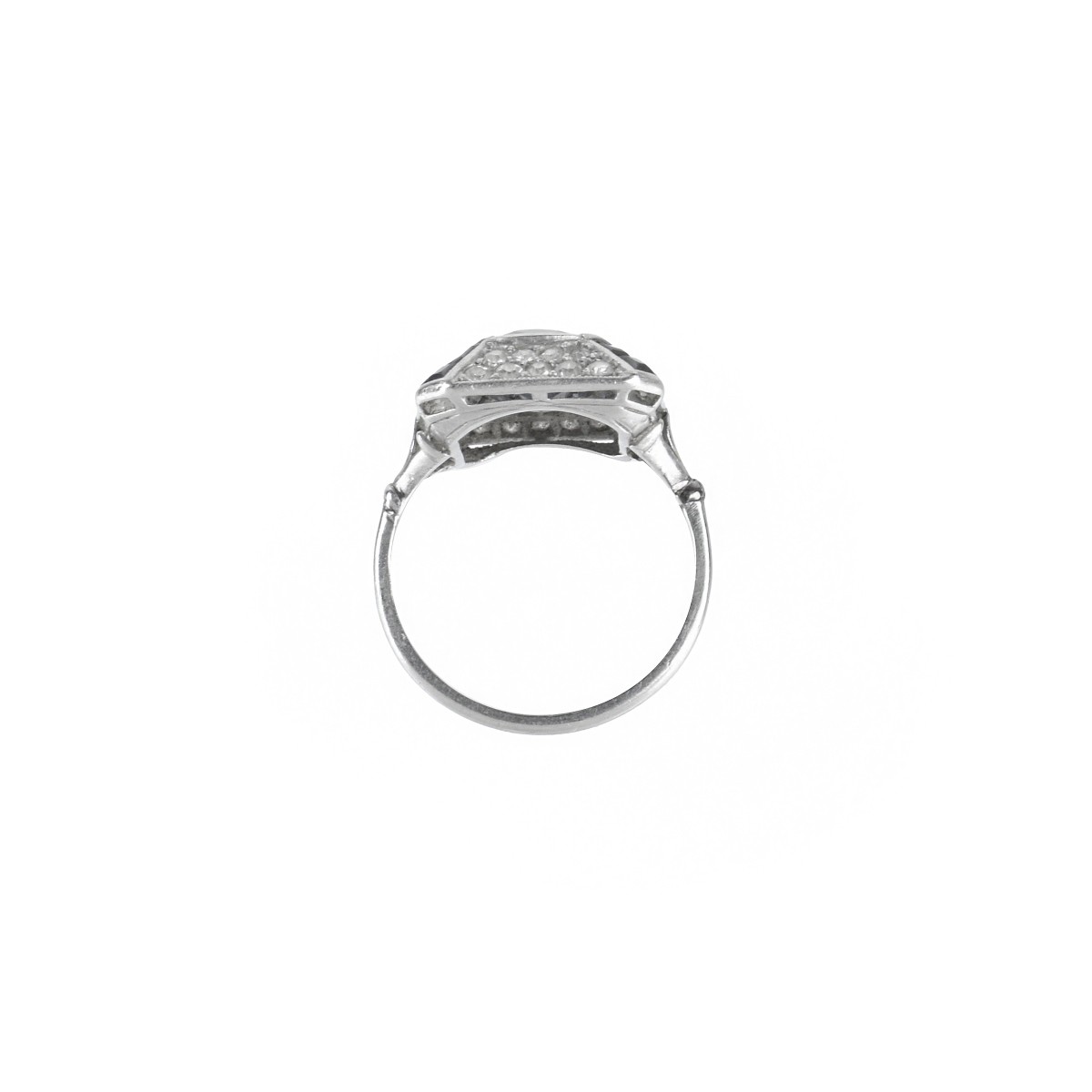 Deco Sapphire, Diamond and Platinum Ring