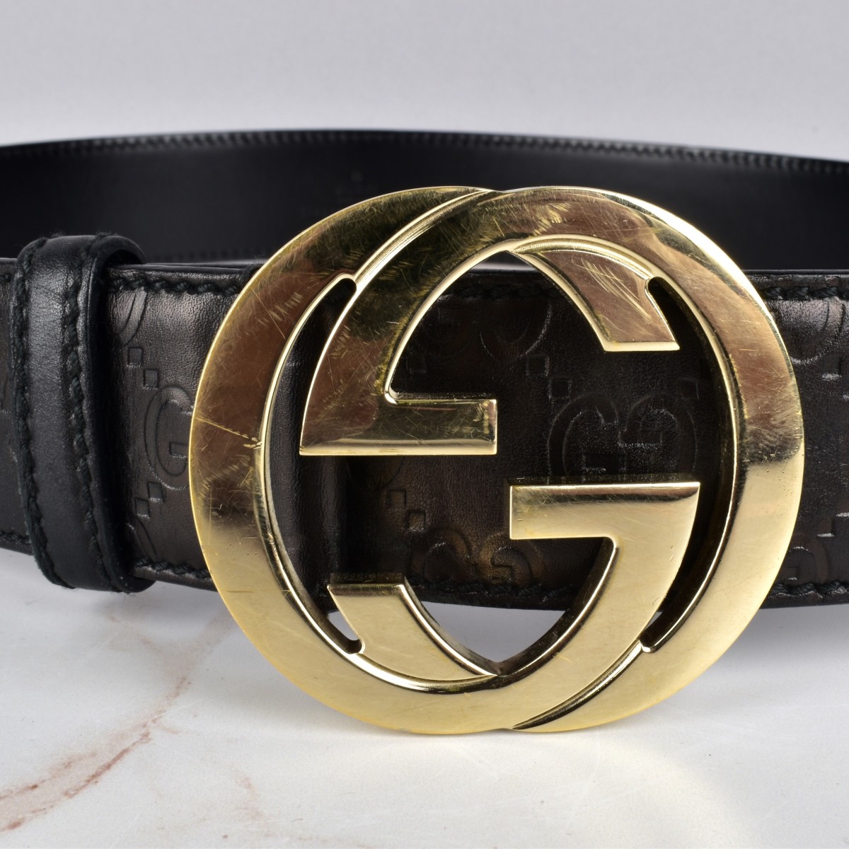 Gucci GG Logo Leather Belt