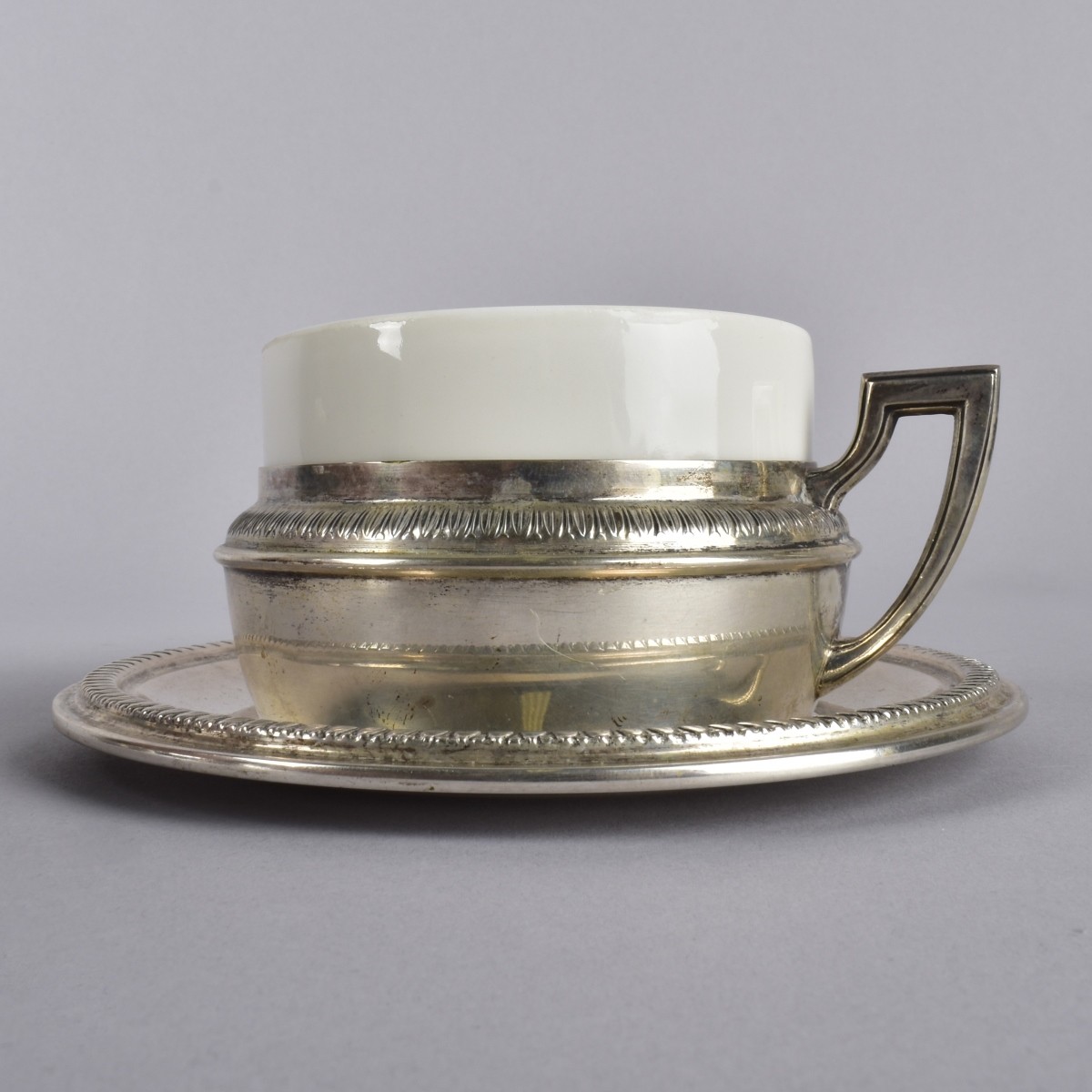 Limoges Porcelain & 800 Silver Cups and Saucers