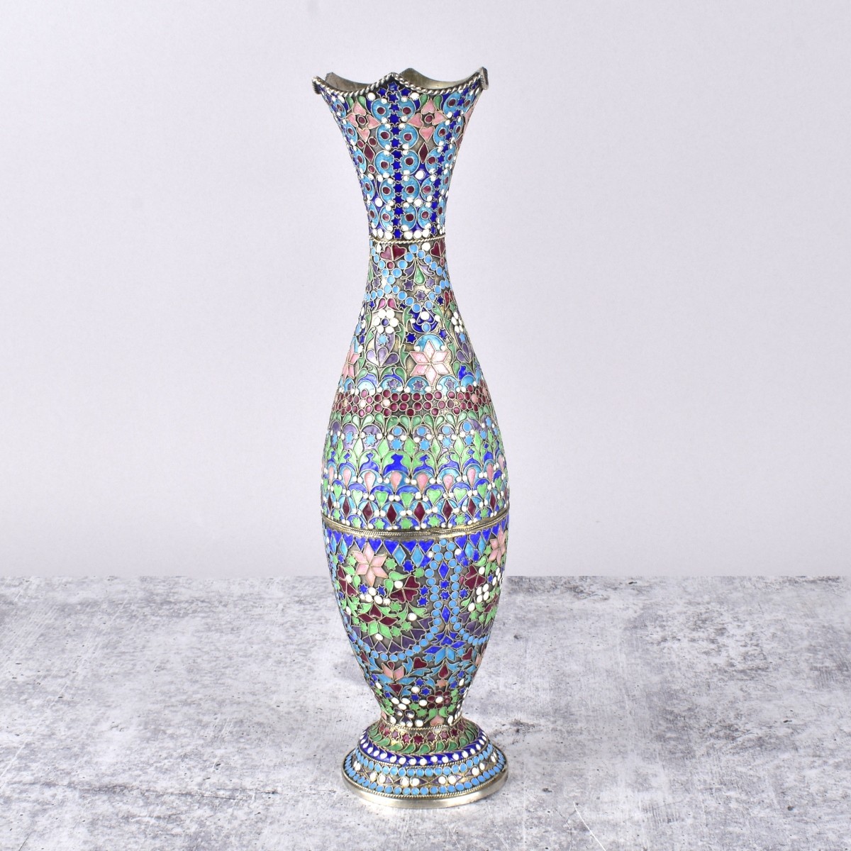Silver and Cloissone Vase