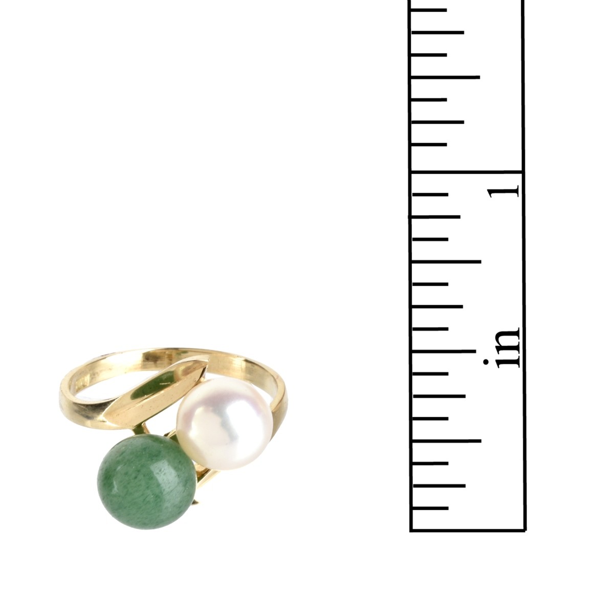 Pearl, Aventurine and 18K Ring