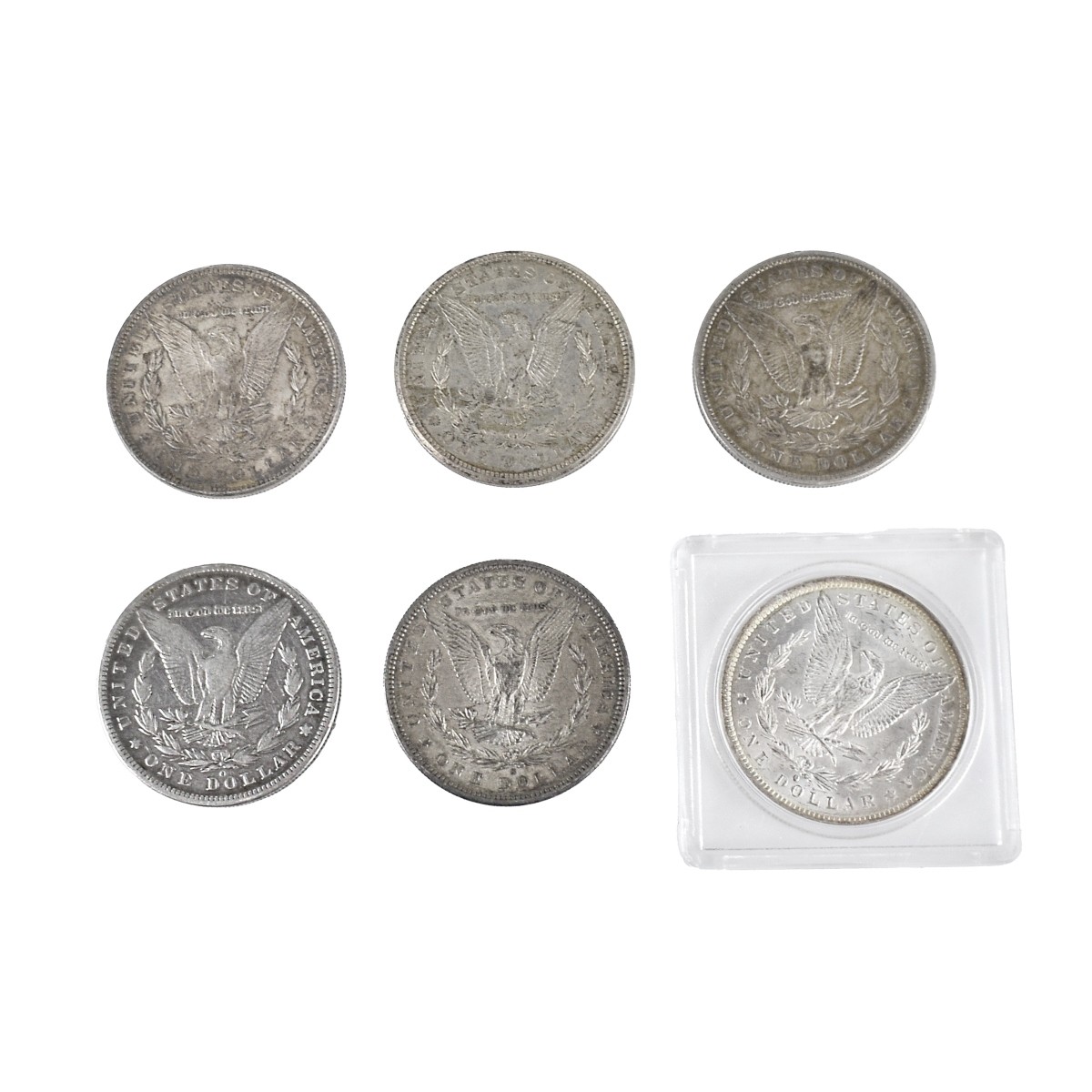Six US Morgan Silver $1 Coins