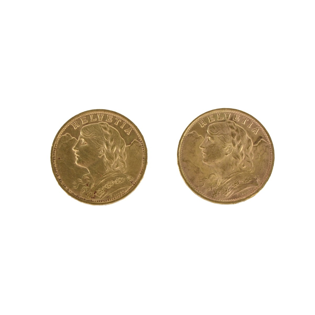 Swiss Helvetia 20 Fr. Gold Coins