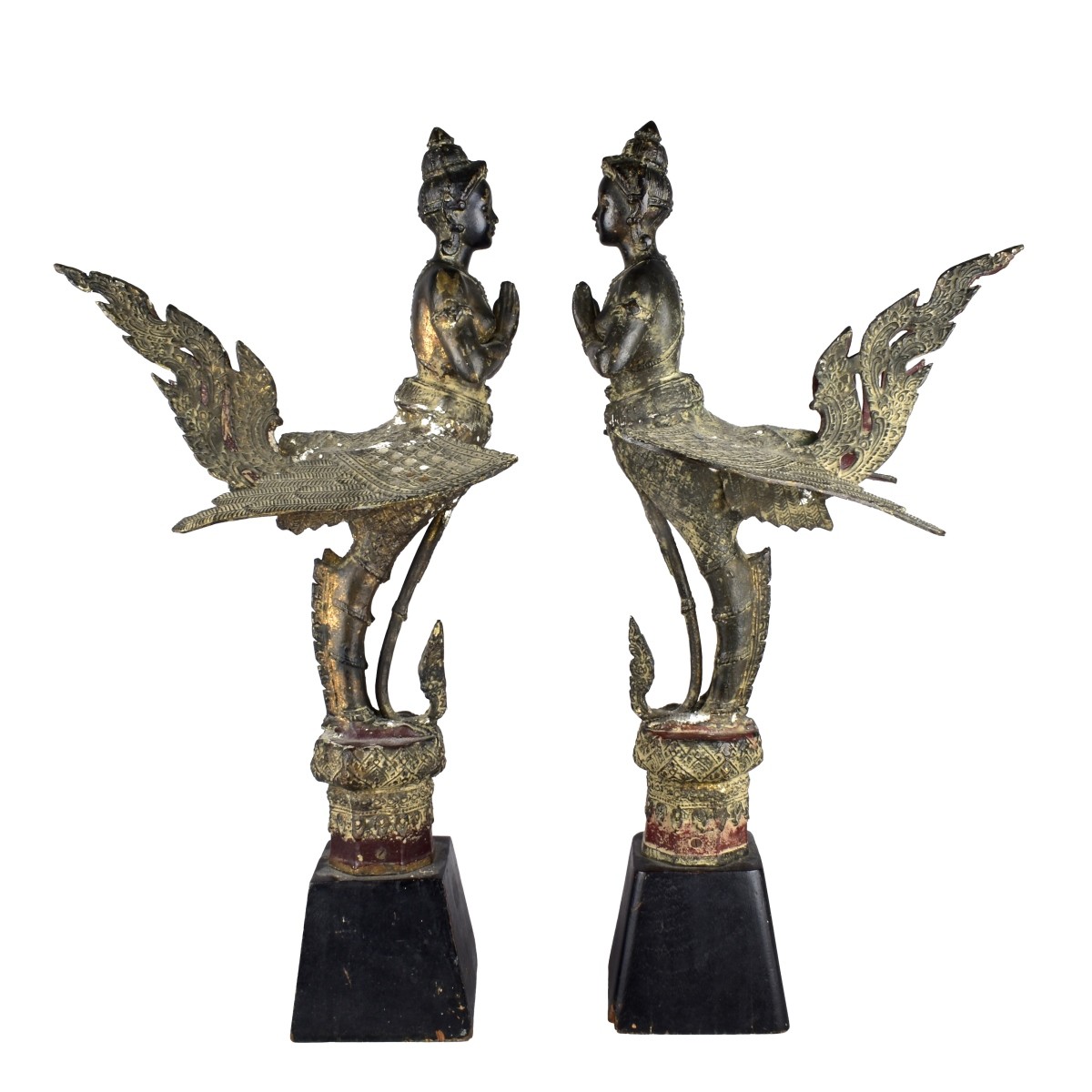 Pair of Antique Thai Bronze Roof Ornament