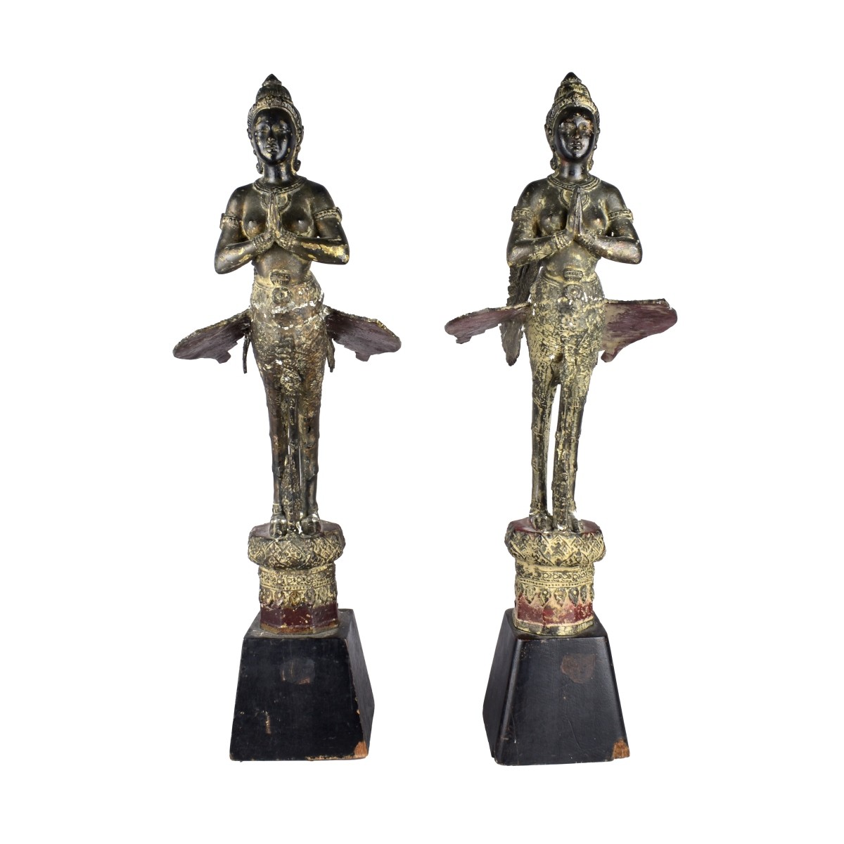 Pair of Antique Thai Bronze Roof Ornament
