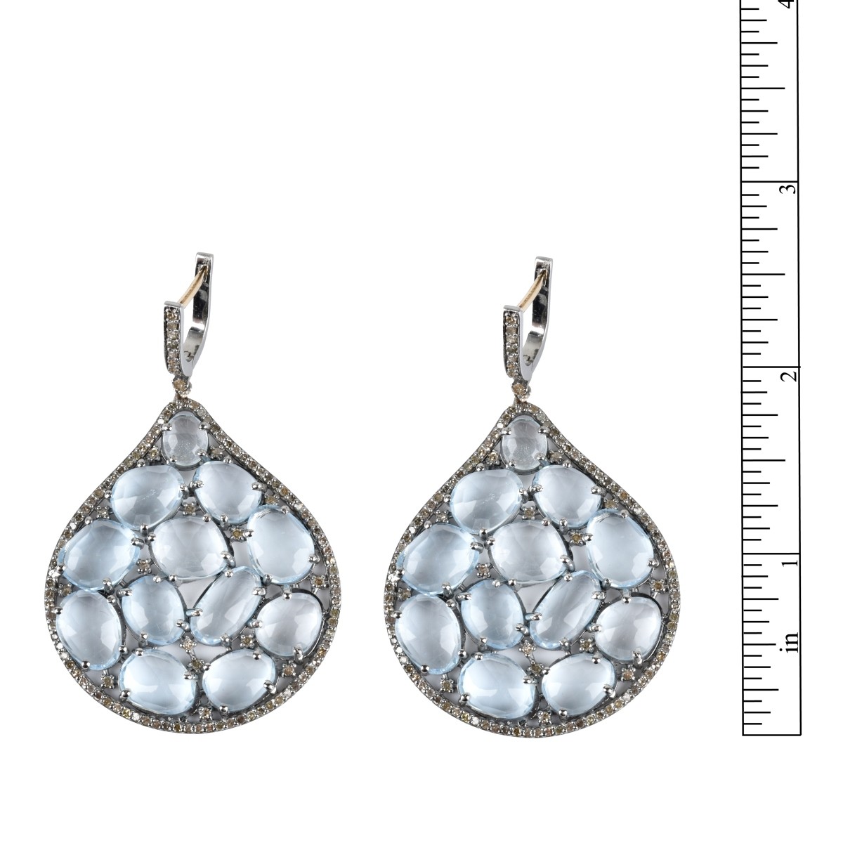 Topaz, Diamond and Silver Earrings