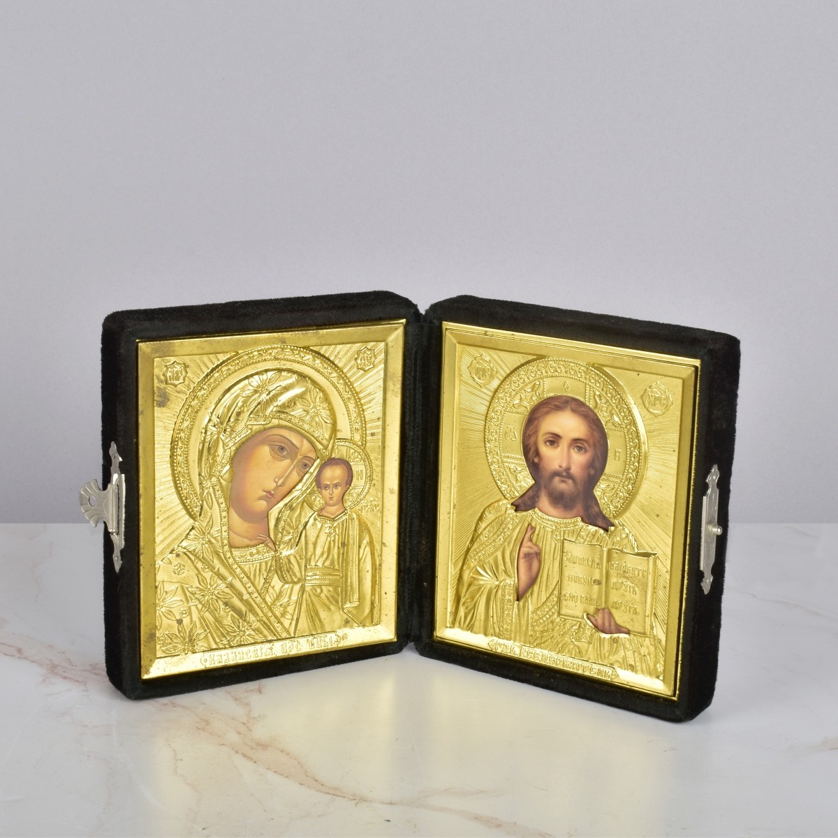 Vintage Russian Diptych Icons