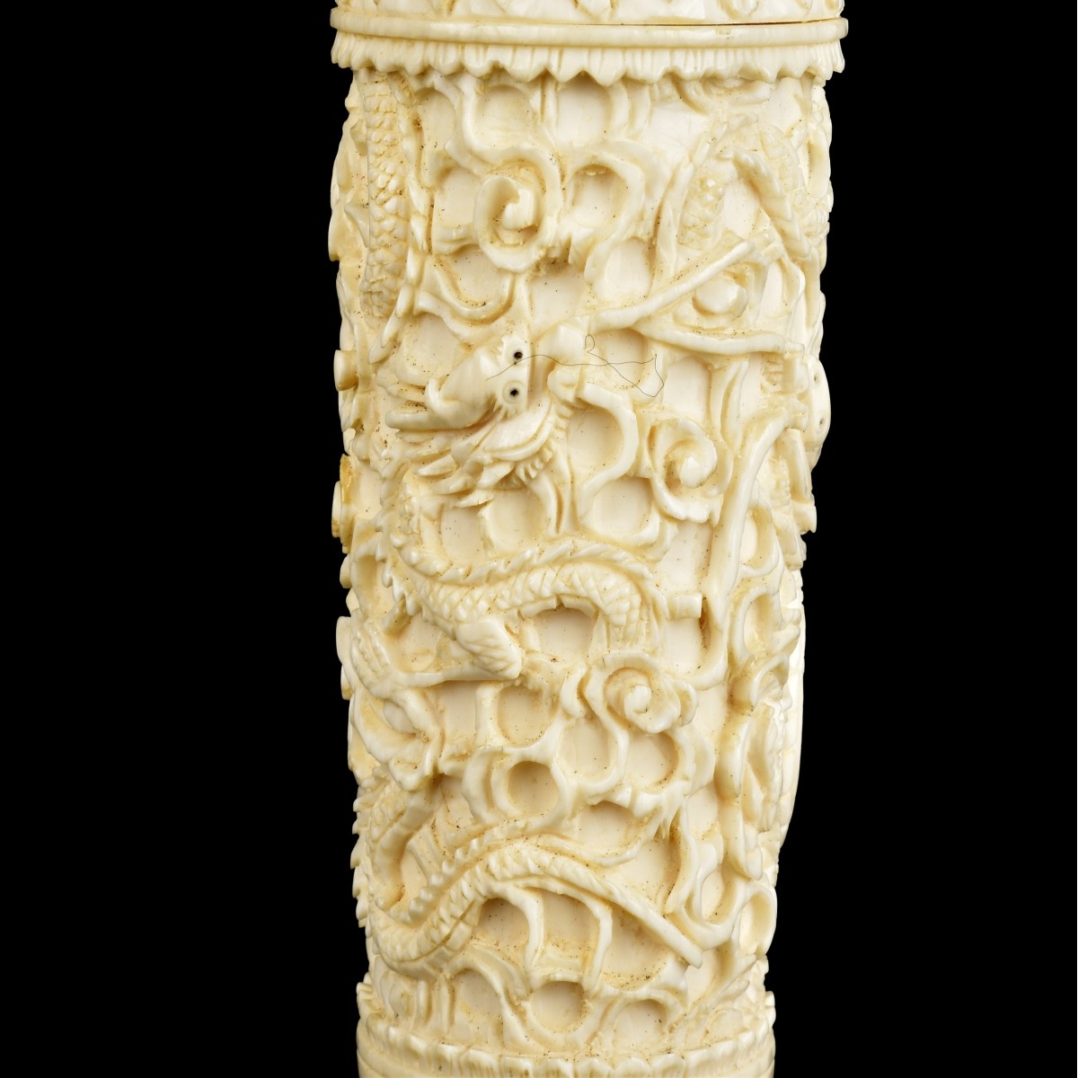Antique Chinese Deep Relief Carved Vase