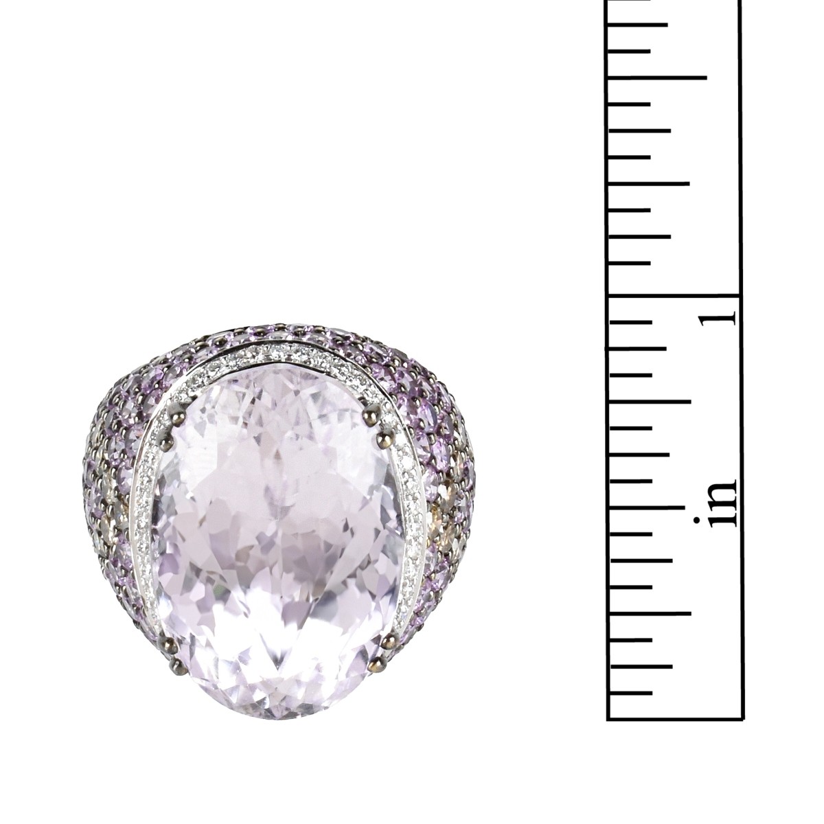 Kunzite, Sapphire, Diamond and 18K Ring