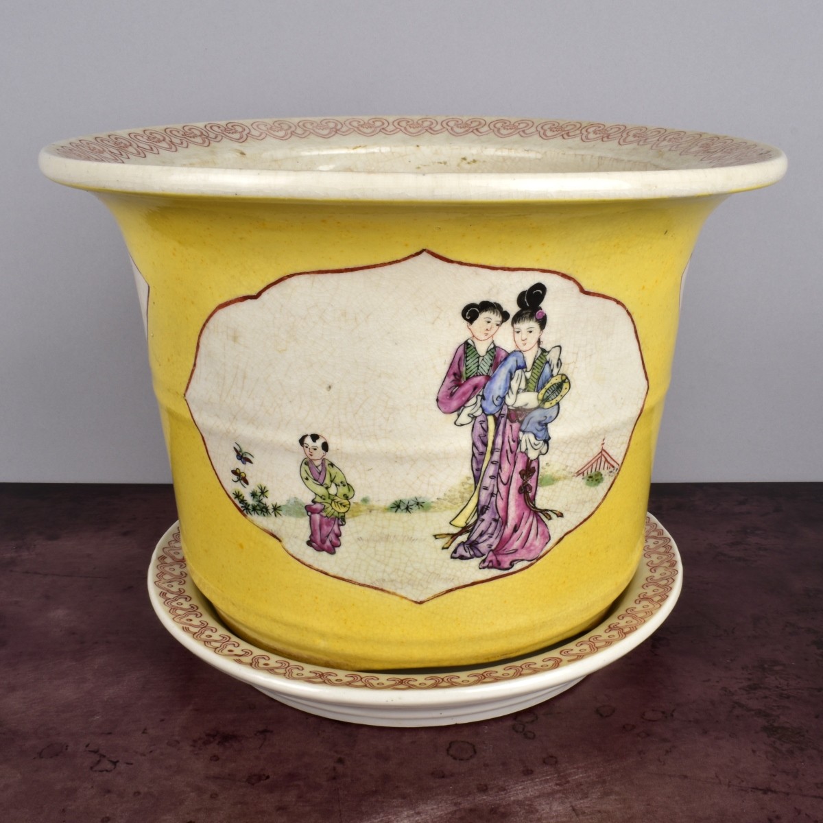 Chinese Porcelain Jardiniere w/ Underplate
