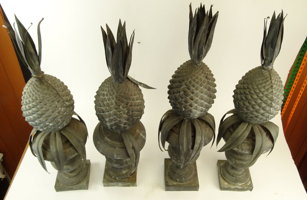 Set of Four (4) 19/20th Century Zinc Pineapple Finials.