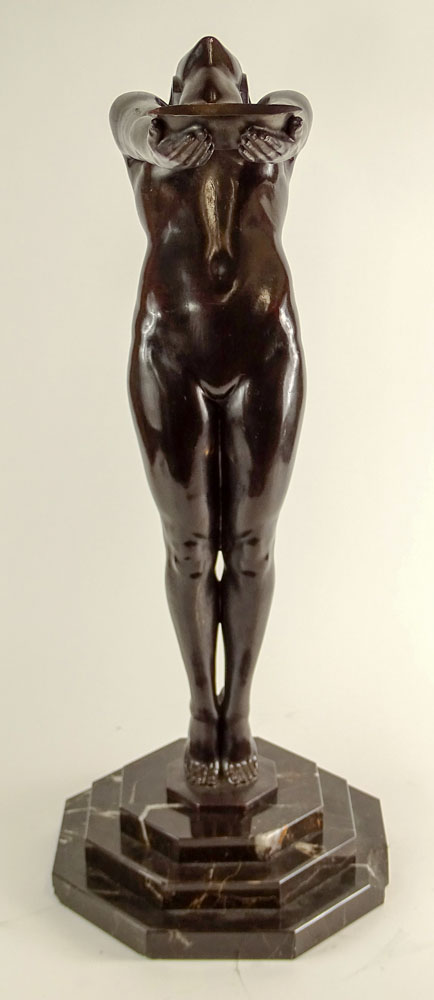 after: Max Le Verrier (1891-1973) Patinated Bronze Sculpture "Clarte" Inscribed. 