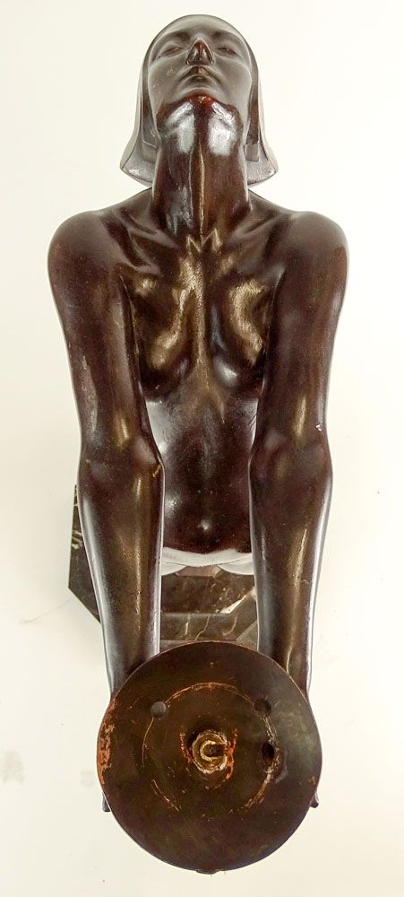 after: Max Le Verrier (1891-1973) Patinated Bronze Sculpture "Clarte" Inscribed. 