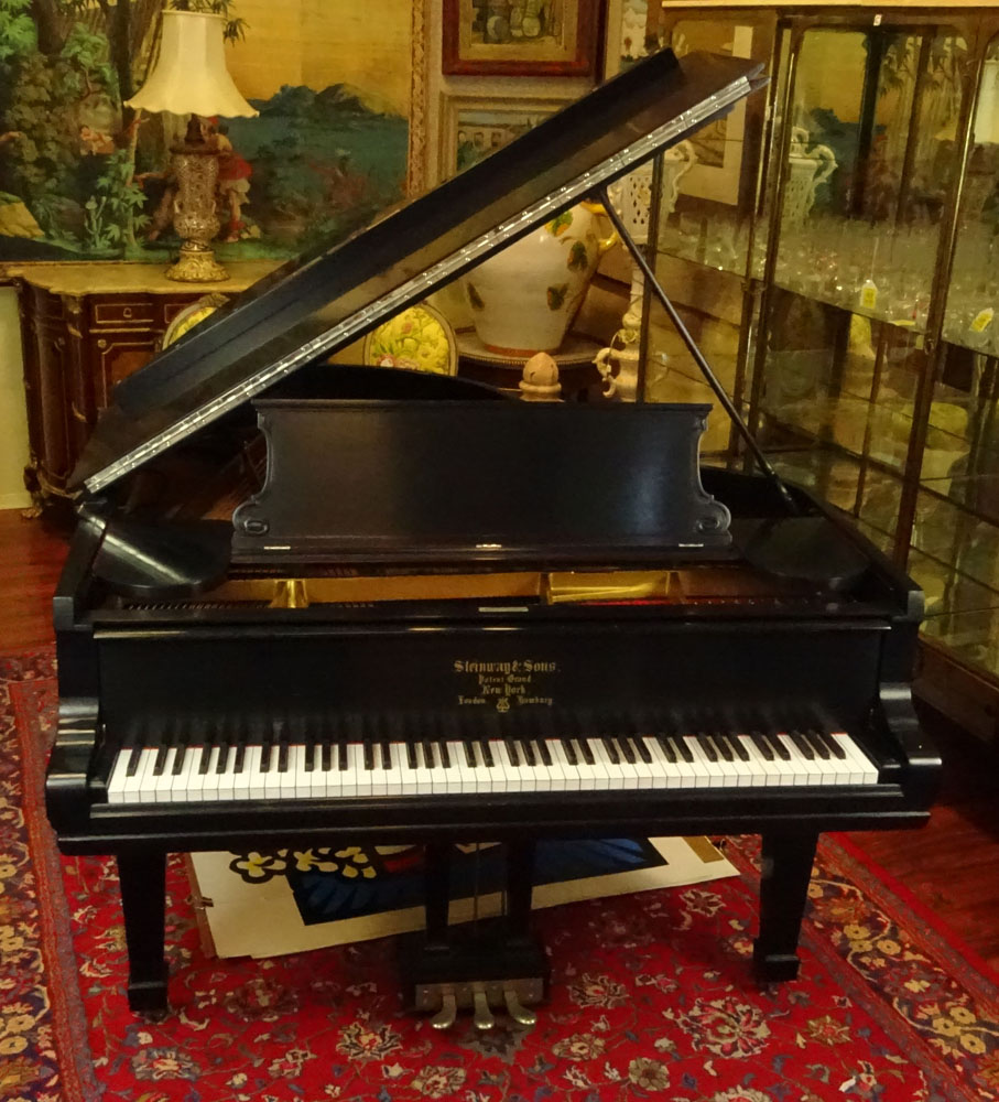 Steinway & Sons Patent Grand Piano. Ebony lacquer finish. Serial #75657. (1893) Measures 72" x 56". 