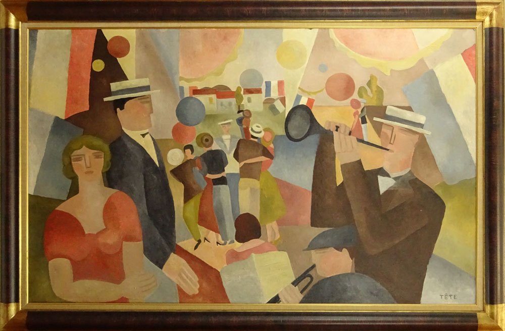 Maurice Louis Tête, French (1880-1948) Oil on Canvas "Concert" 