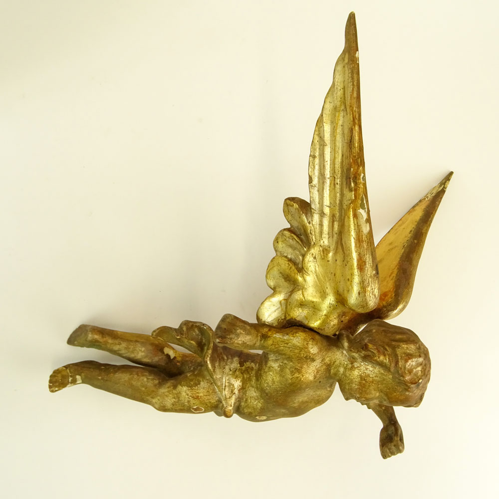 19th Century Probably Italian Carved in Gilt Wood Angel Figure.