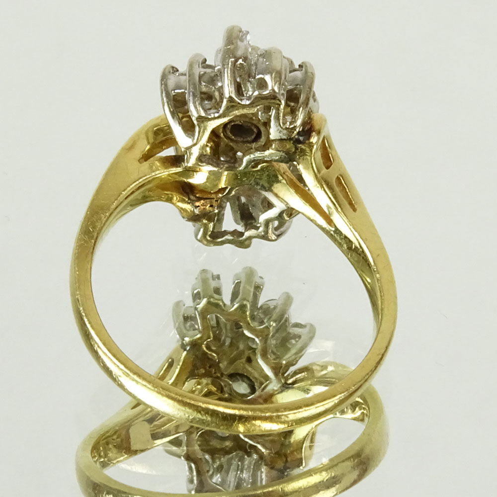 Vintage approx. 1.0 Carat Diamond and 14 Karat Yellow Gold Cluster Ring.