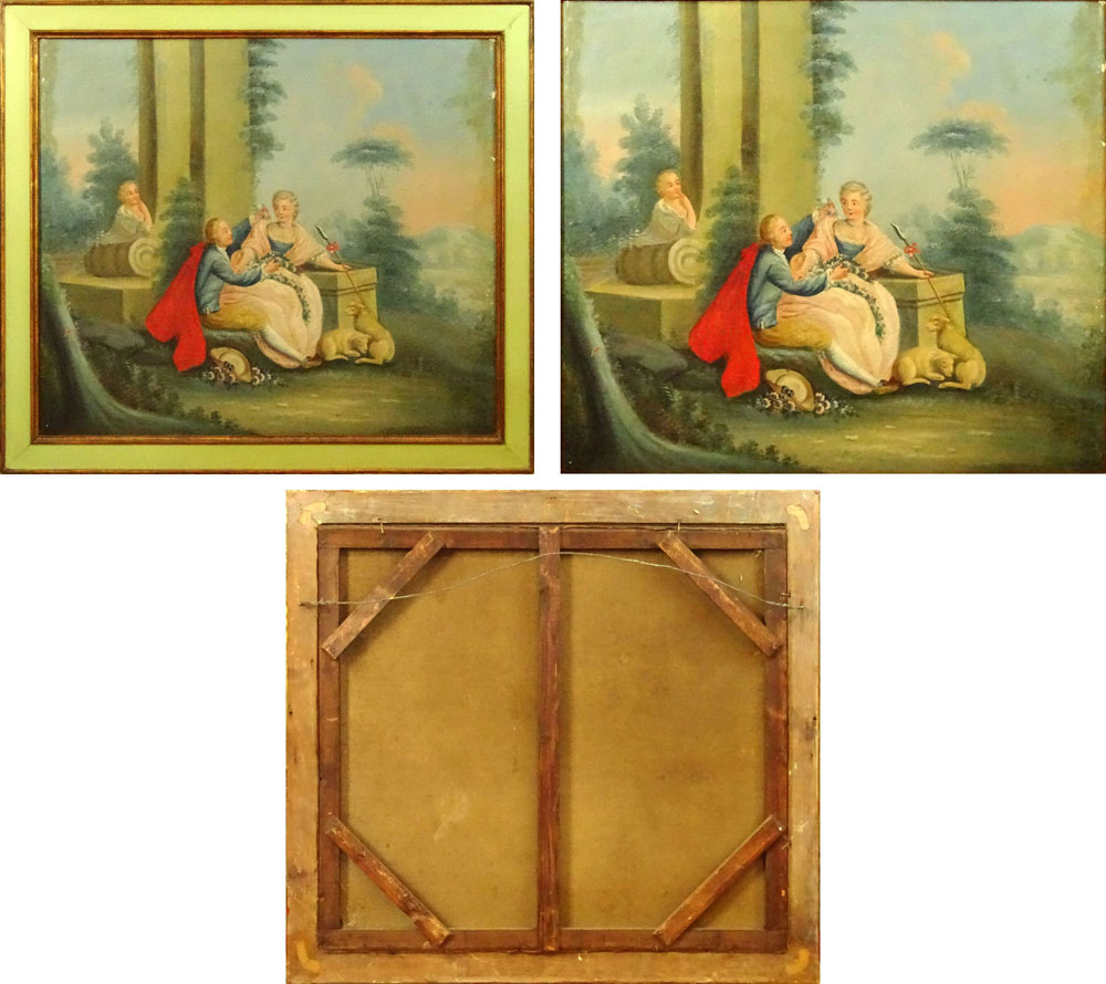 Lot of 4 Italian 19th Century oil on canvas paintings "Genre Scenes in the 18th Century style".
