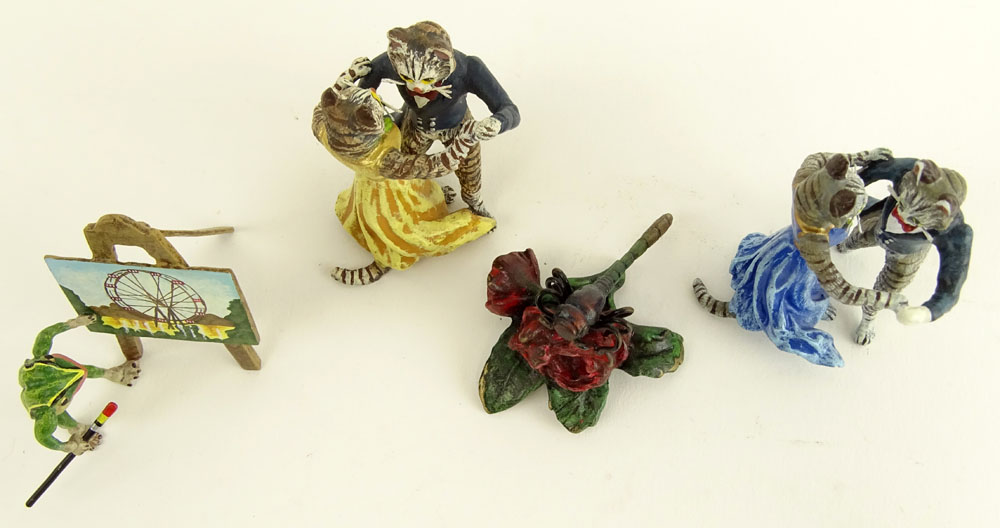 Lot of 6 Pieces Miscellaneous Miniature Cold Painted Vienna Bronzes.