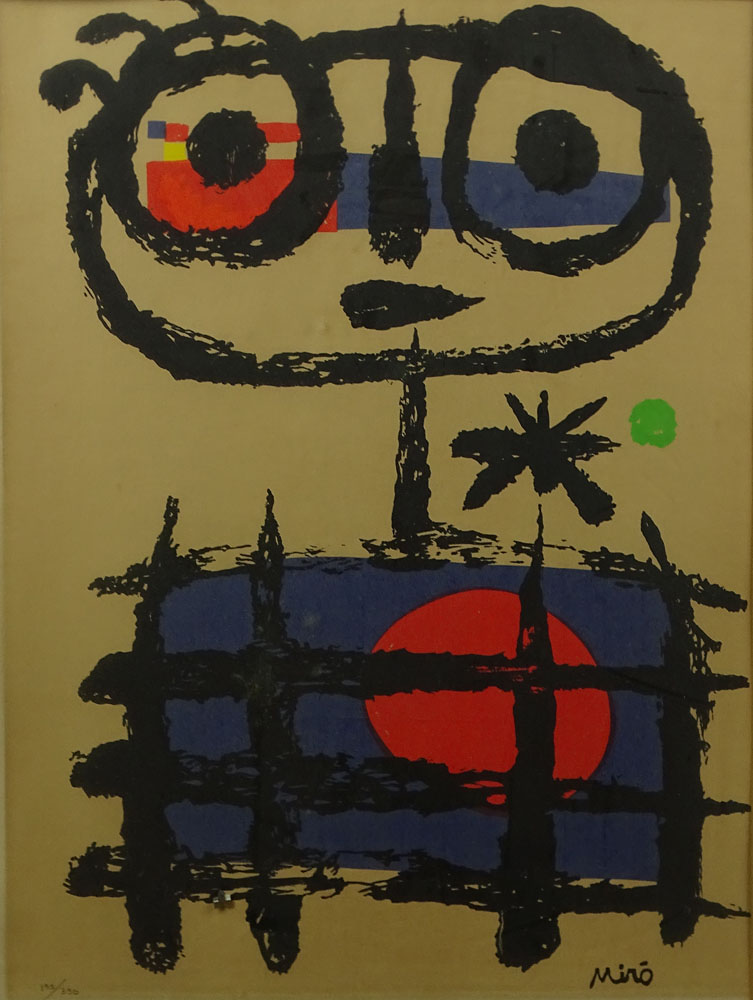 Joan Miro Color Lithograph. Signed in the print, numbered in pencil 135/350. 