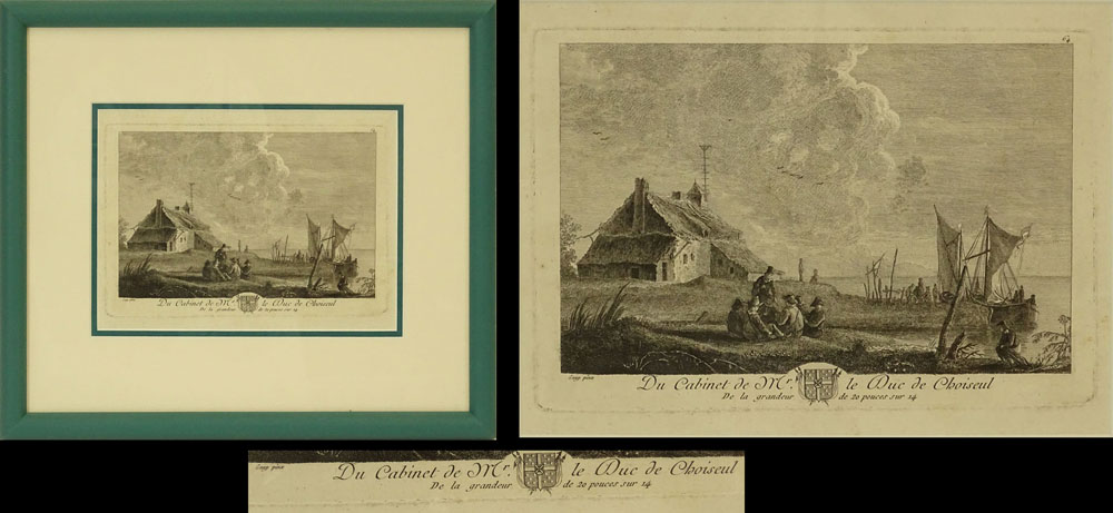 Set of Four (4) 18th Century French Engravings "Du Cabinet de Mr. le Duc de Choiseul" Various Printers. Unsigned